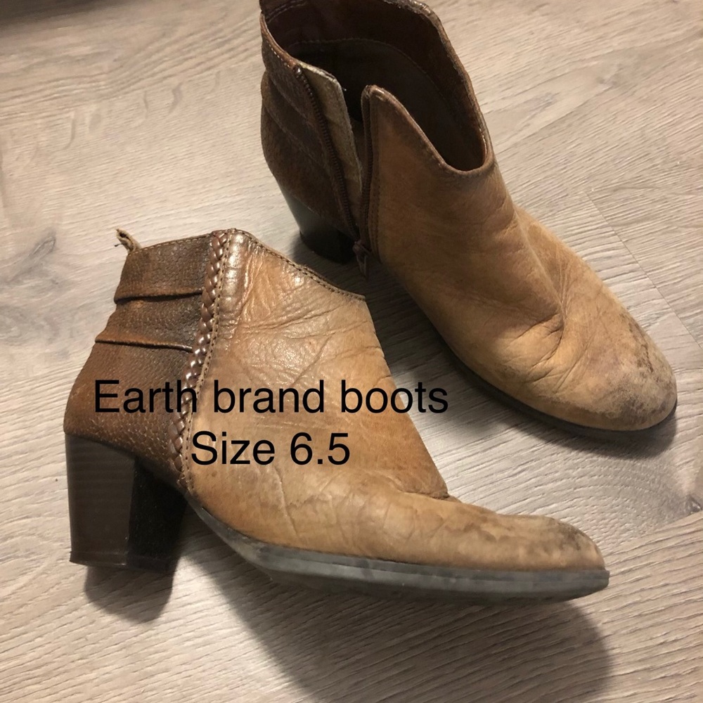 Brown leather booties